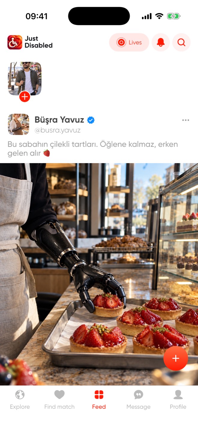 Feed screen: stories and posts